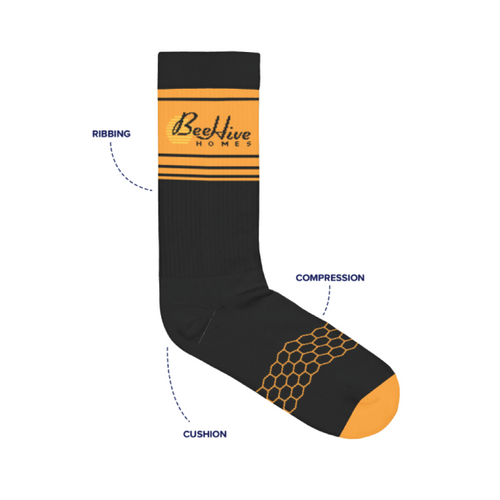 BeeHive Cotton Athletic Black Crew Sock Socks