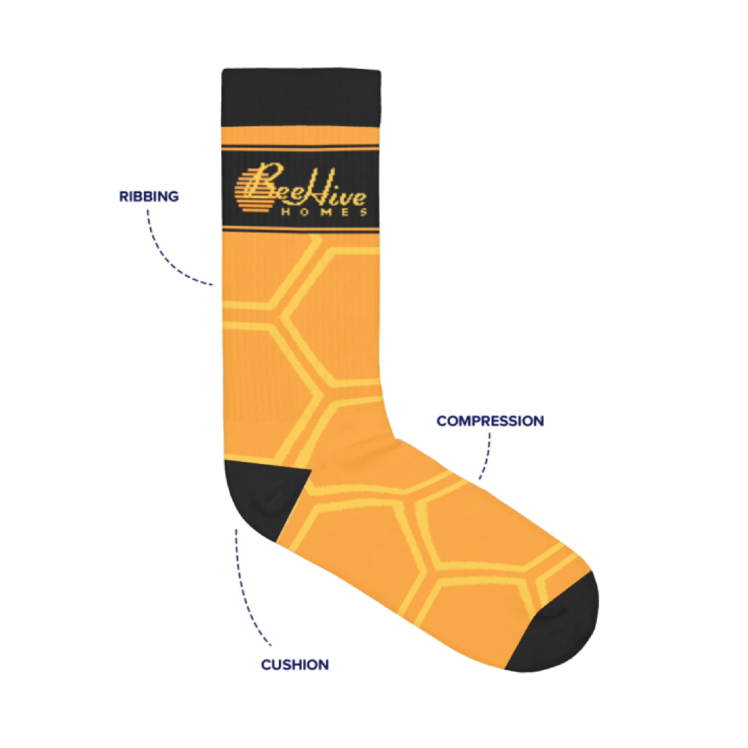 BeeHive "Comb" Cotton Athletic Crew Socks