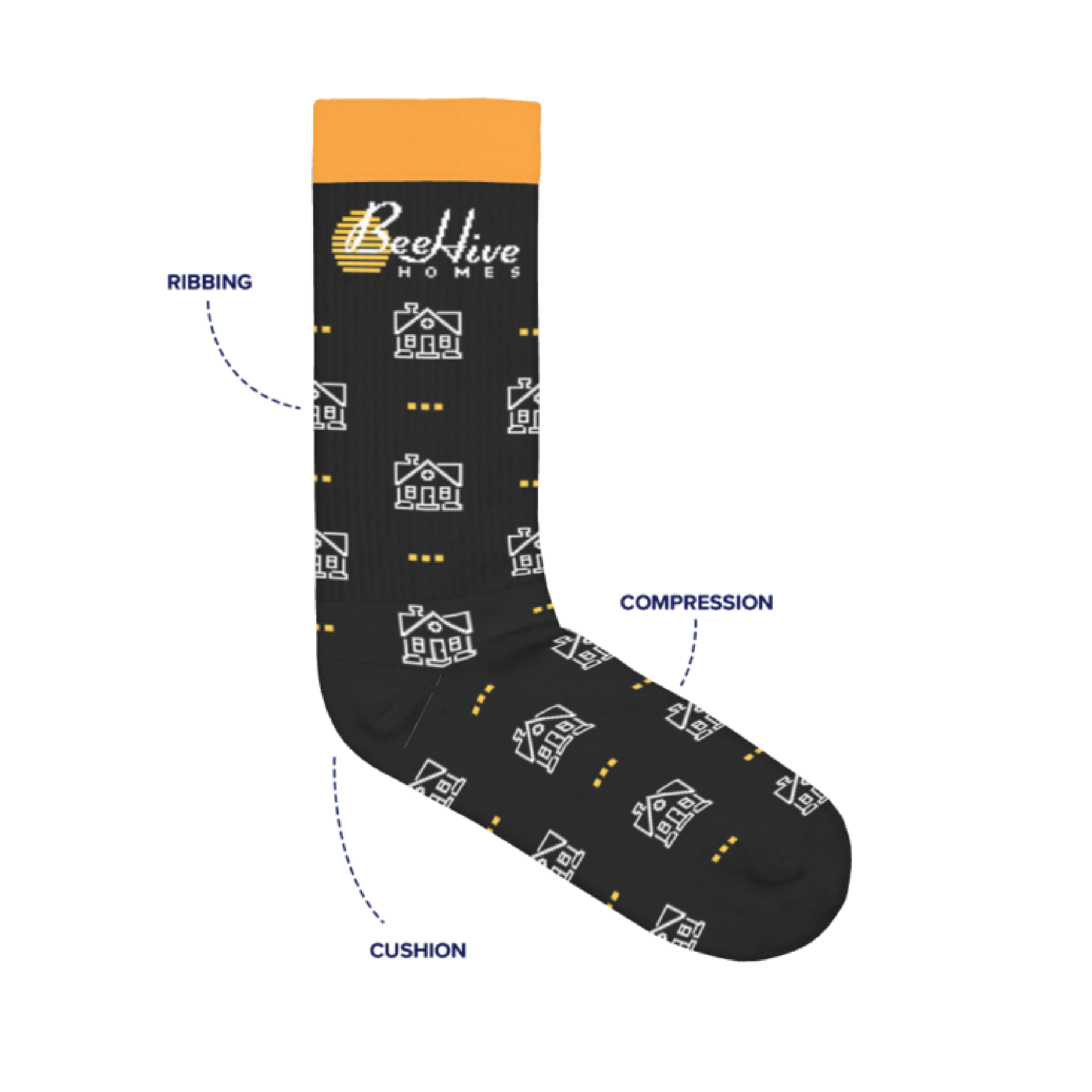 BeeHive "Homes" Cotton Athletic Crew Socks